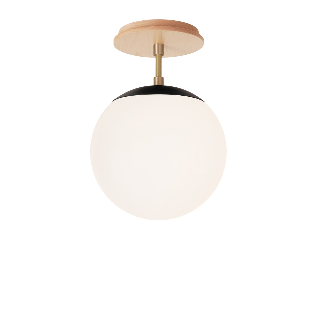 Alto Surface 8" shown in Matte Black with Brass and a Maple Wood Canopy