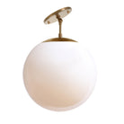 Alto Surface 12" for Vaulted Ceiling shown in Heirloom Brass with an Opal 12" Globe