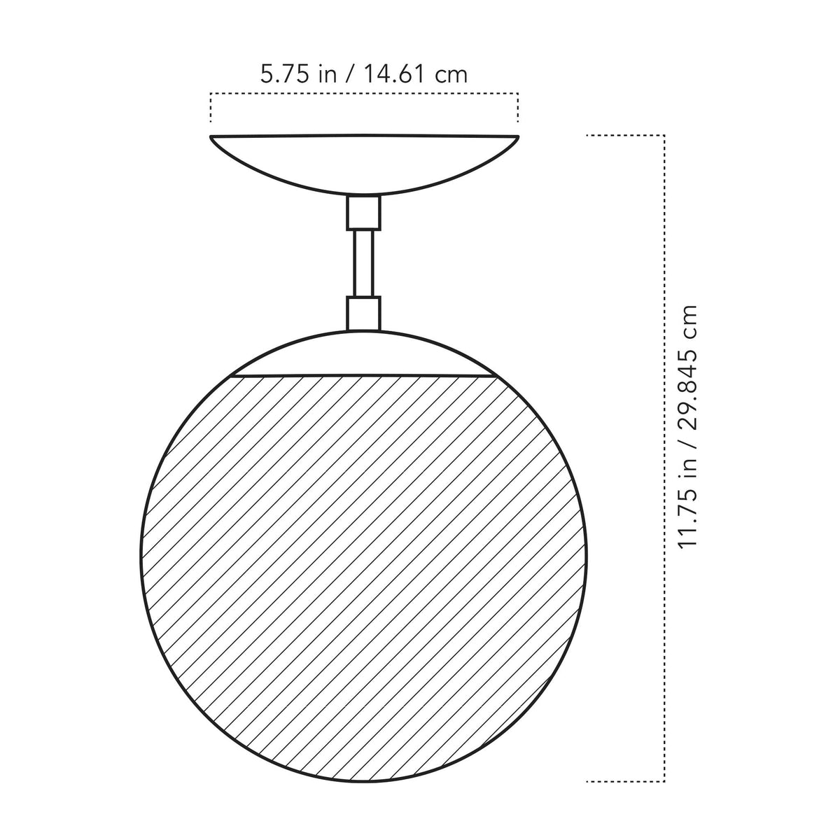 A Technical Drawing Of The Alto Surface With 8" Globe