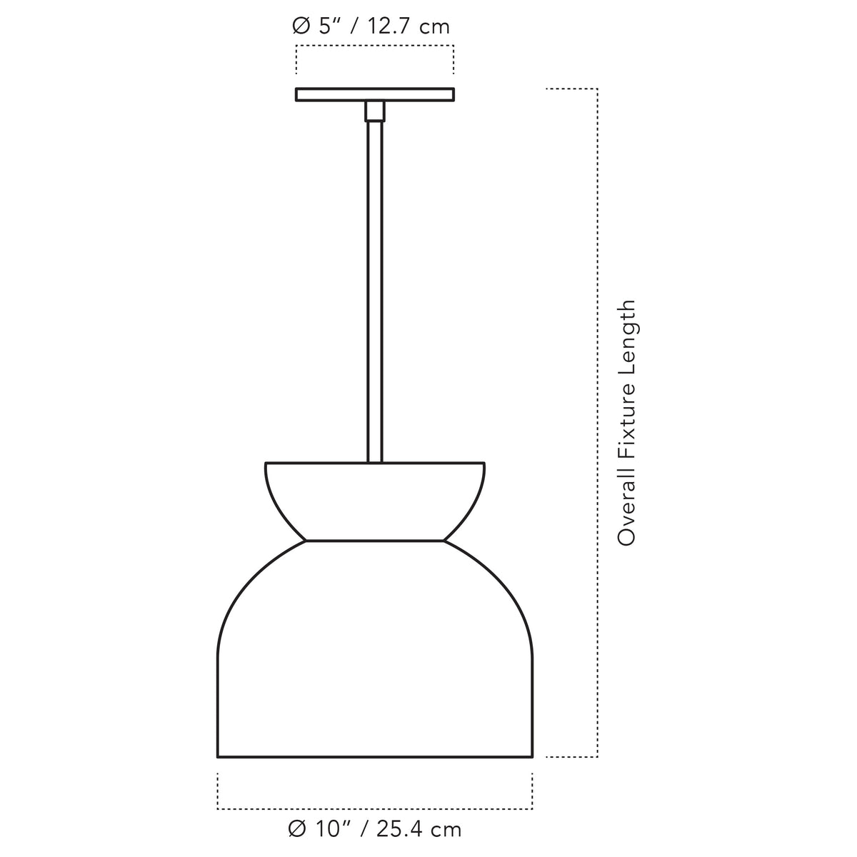 Cedar & Moss Amélie Luxe 10" Pendant drawing with dimensions