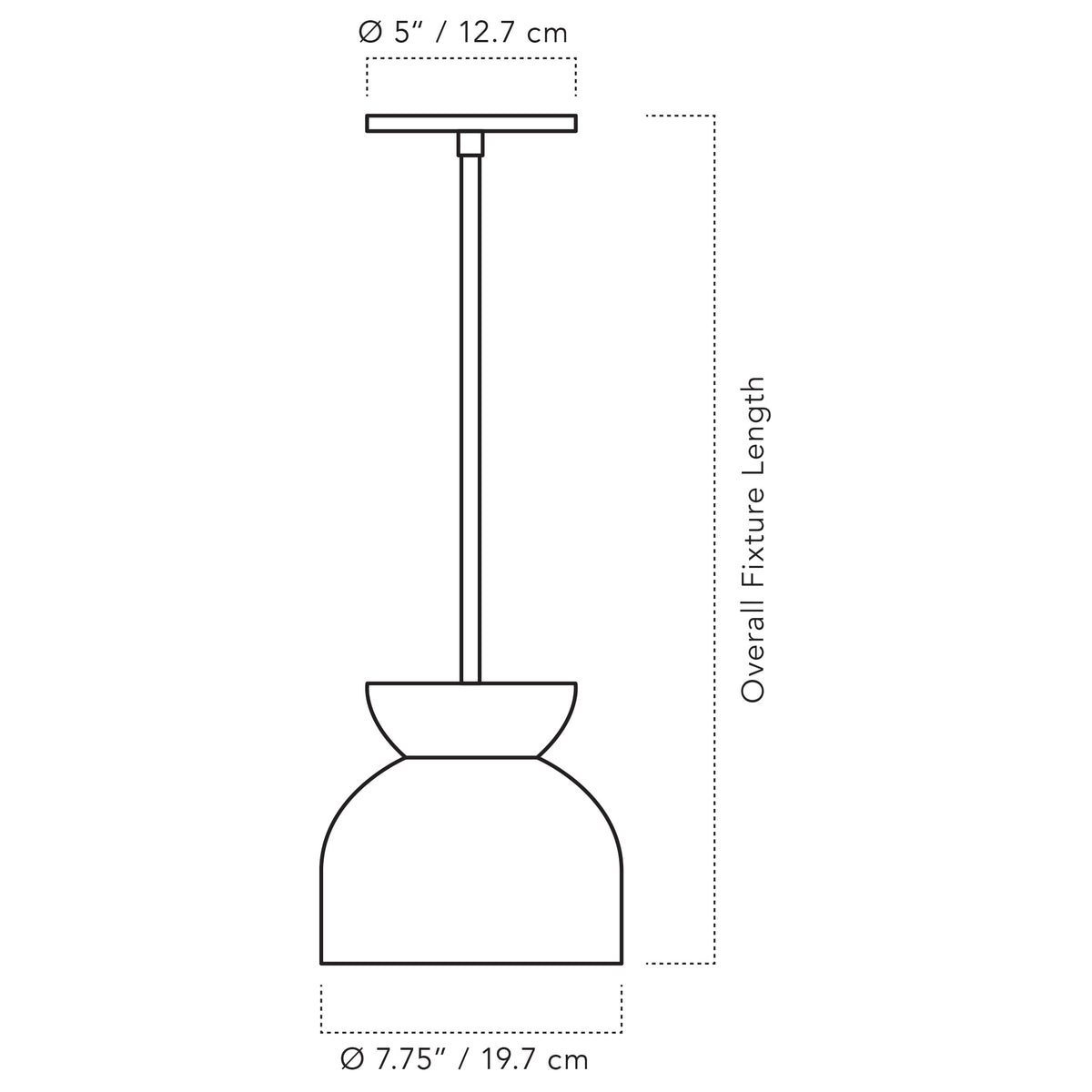 Cedar & Moss Amélie Luxe 8" Pendant drawing with dimensions