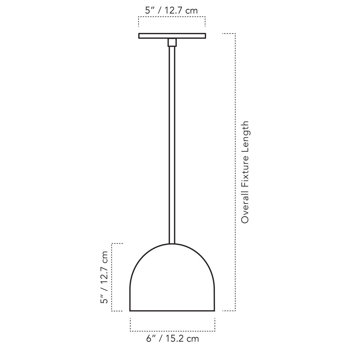 Cedar & Moss Amélie Rod 6" Pendant drawing with dimensions