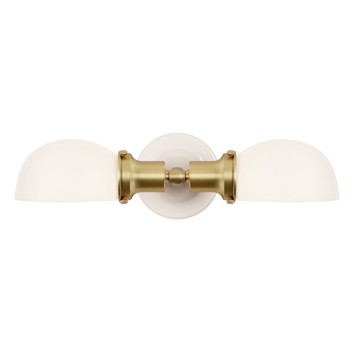 Archie Double shown in Brass with a Gloss White Ceramic Canopy