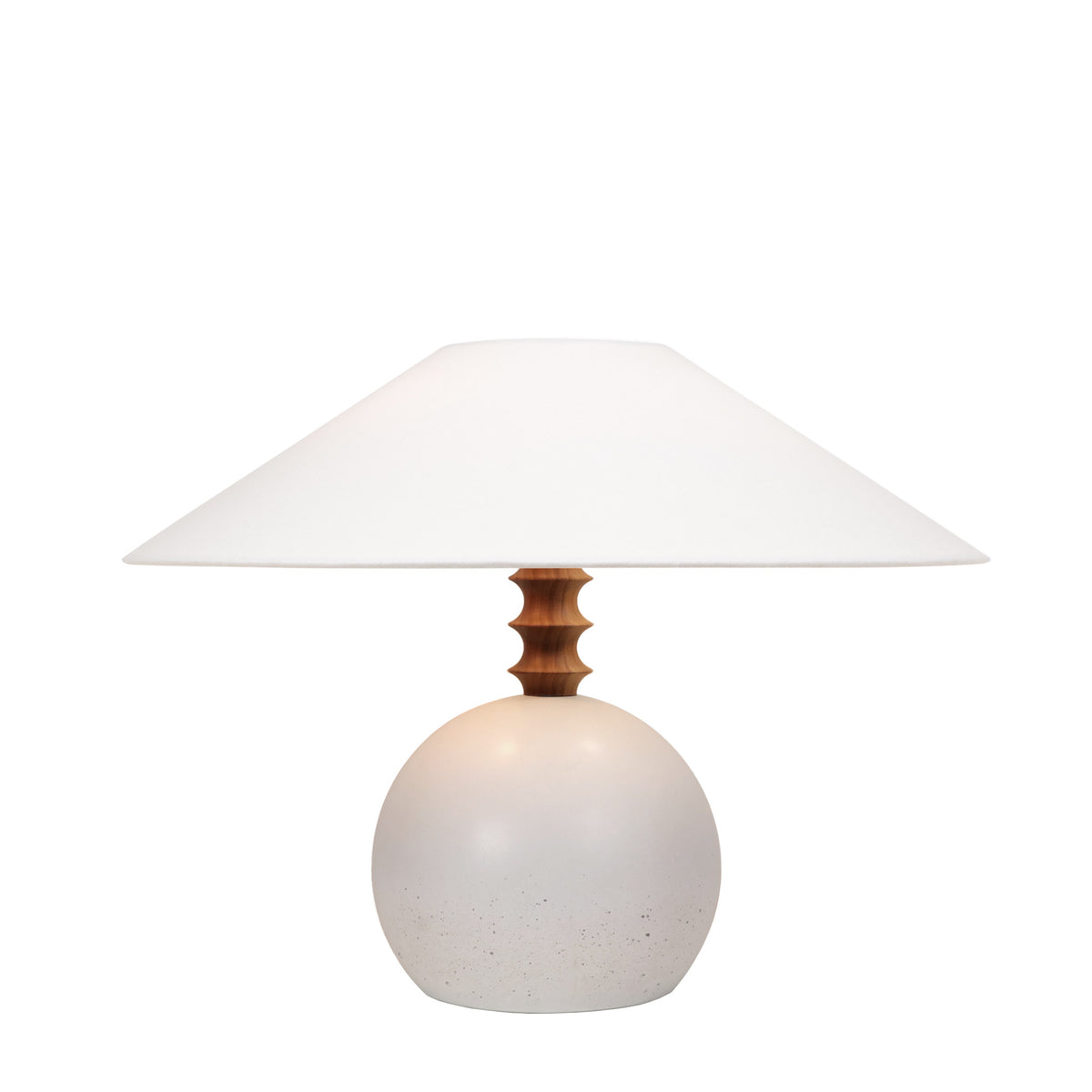 Blanchet Table Lamp shown in Cloud Concrete with Walnut