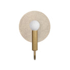 Edith ADA Sconce shown in Heirloom Brass with a Gloss Crackle Glaze Ceramic Canopy