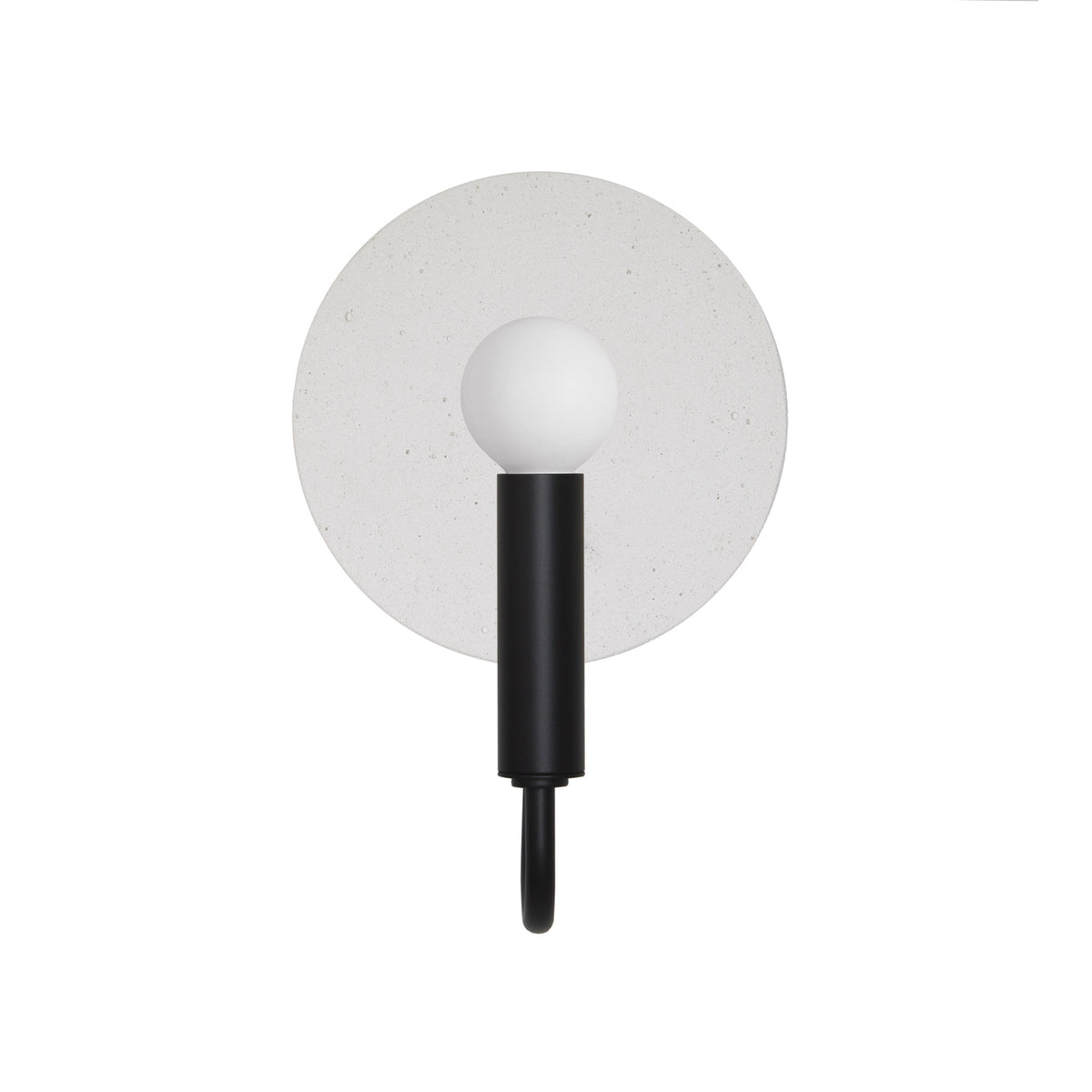 Edith ADA Sconce shown in Matte Black with a Cloud Concrete Canopy