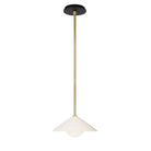 Elvia Pendant shown in Brass with a Black Stained Wood canopy