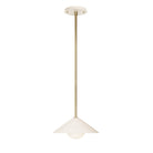 Elvia Pendant shown in Brass with a Bone Ceramic canopy
