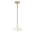 Elvia Pendant shown in Brass with a Maple Wood canopy