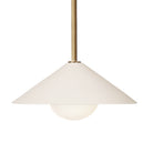 Elvia Pendant shown in Bone Ceramic and Heirloom Brass