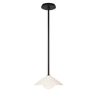 Elvia Pendant shown in Matte Black and a Black Stained Wood canopy