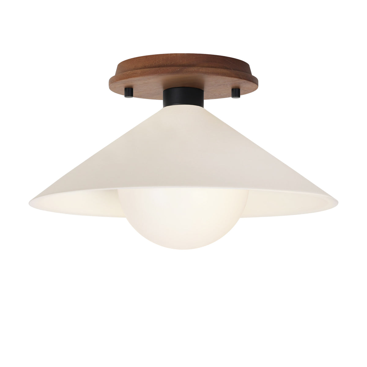Elvia Surface shown in Matte Black with a Walnut Wood canopy