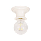 Emma Petite in Gloss White Glaze with a G30 LED Filament Light Bulb