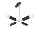 Fjord Compass for Vaulted Ceiling shown in Matte Black and Brass