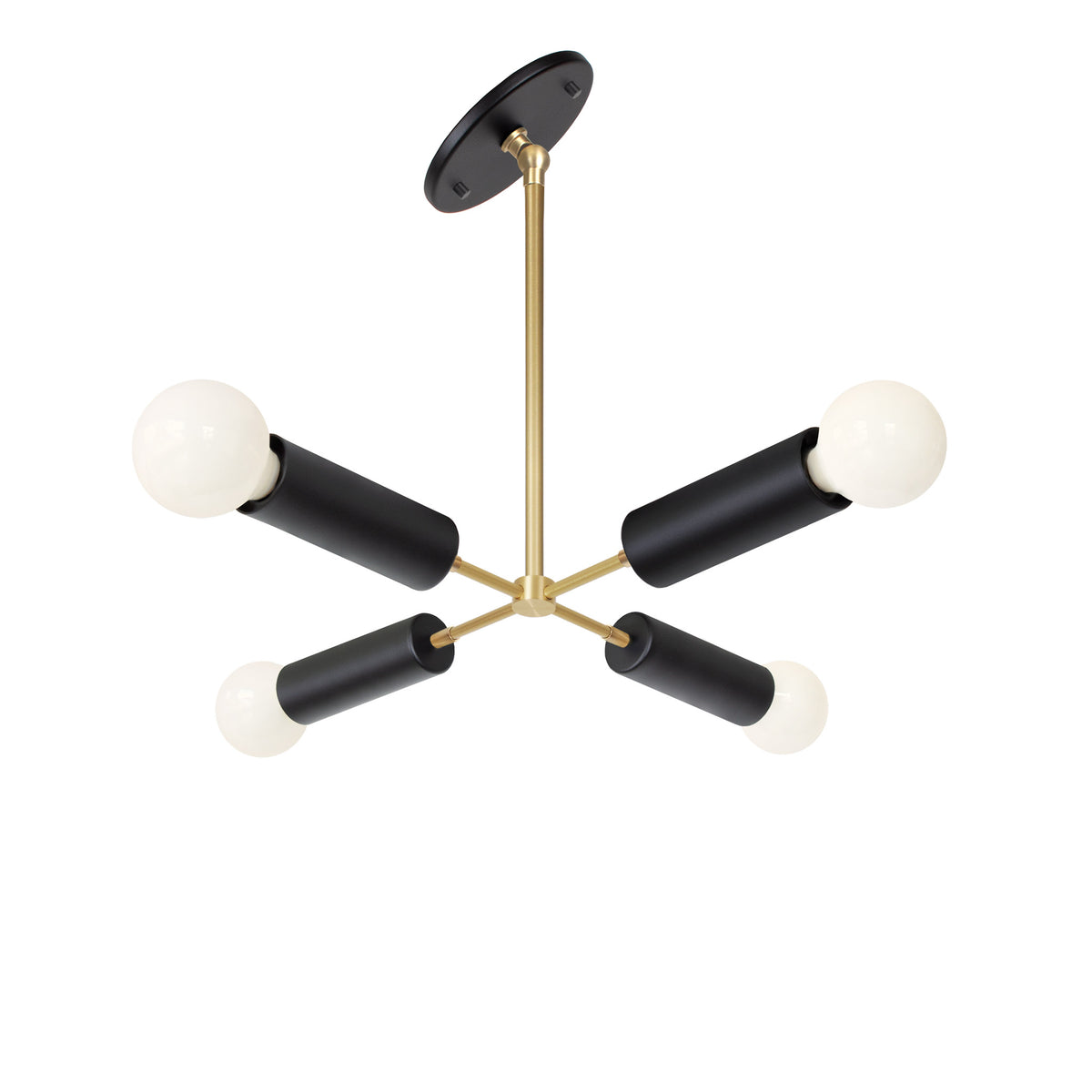 Fjord Compass for Vaulted Ceiling shown in Matte Black and Brass