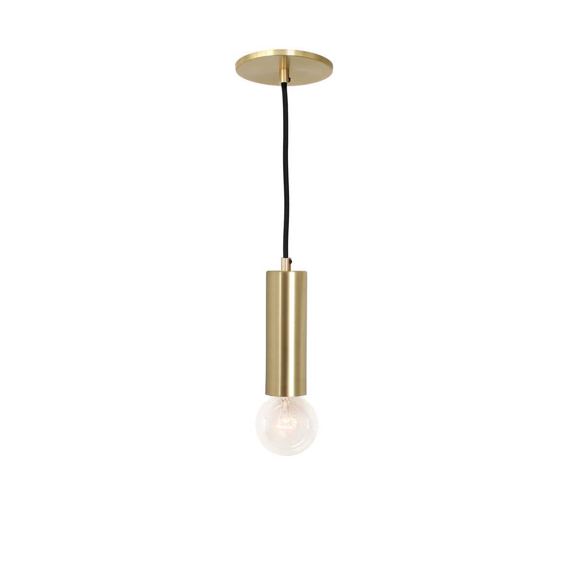 Fjord Cord Pendant shown in Brass with Black Cloth Cord