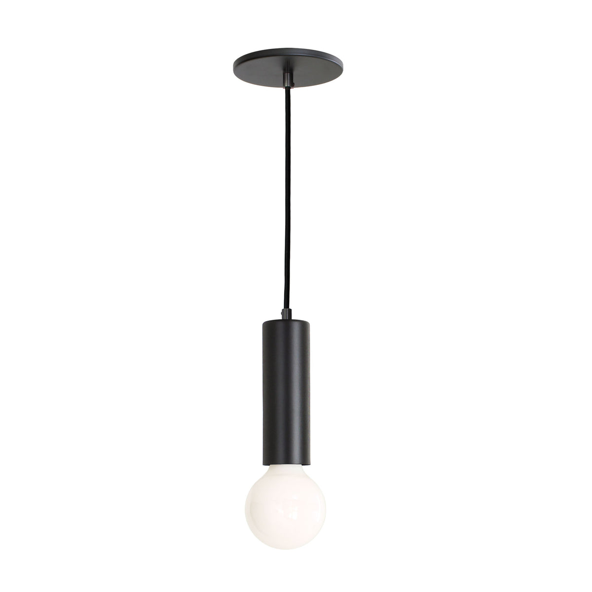 Fjord Cord Pendant shown in Matte Black with Black Cloth Cord