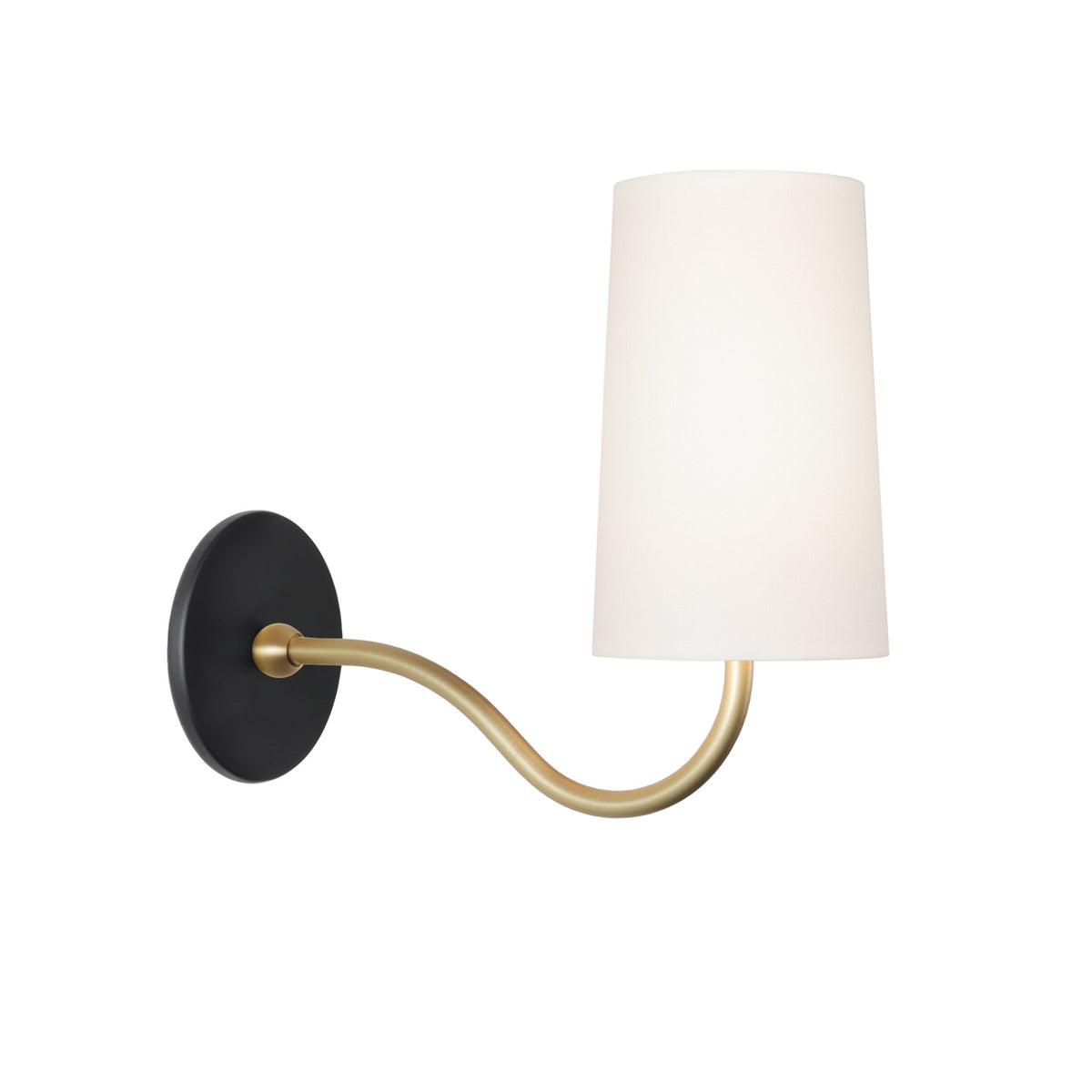 Genevieve Sconce shown in Brass with a Matte Black canopy