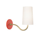 Genevieve Sconce shown in Brass with a Persimmon canopy