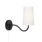 Genevieve Sconce shown in Matte Black with a Dimmer Switch and White Cord