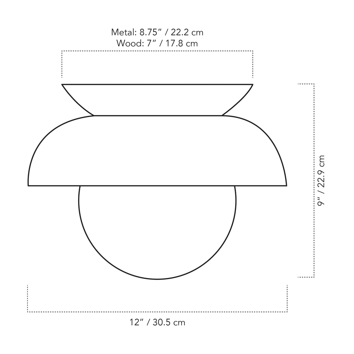 A Technical Drawing Of The Glass Lexi Large With 8" Globe