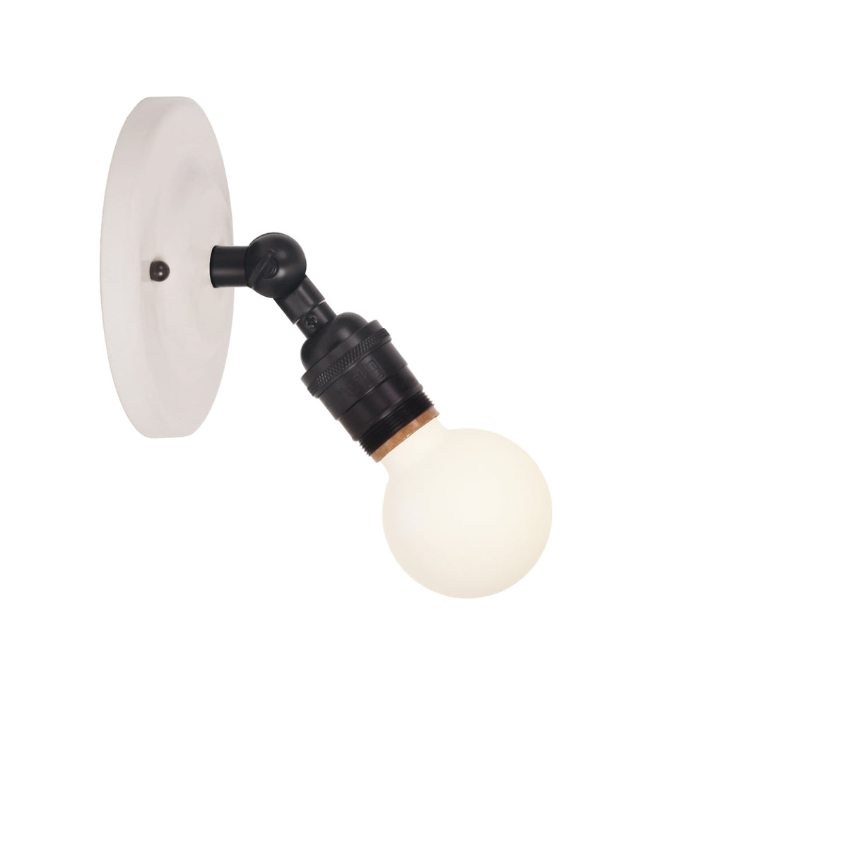 Grace Flush Sconce shown in Graphite Patina with a Gloss White Ceramic canopy and no shade