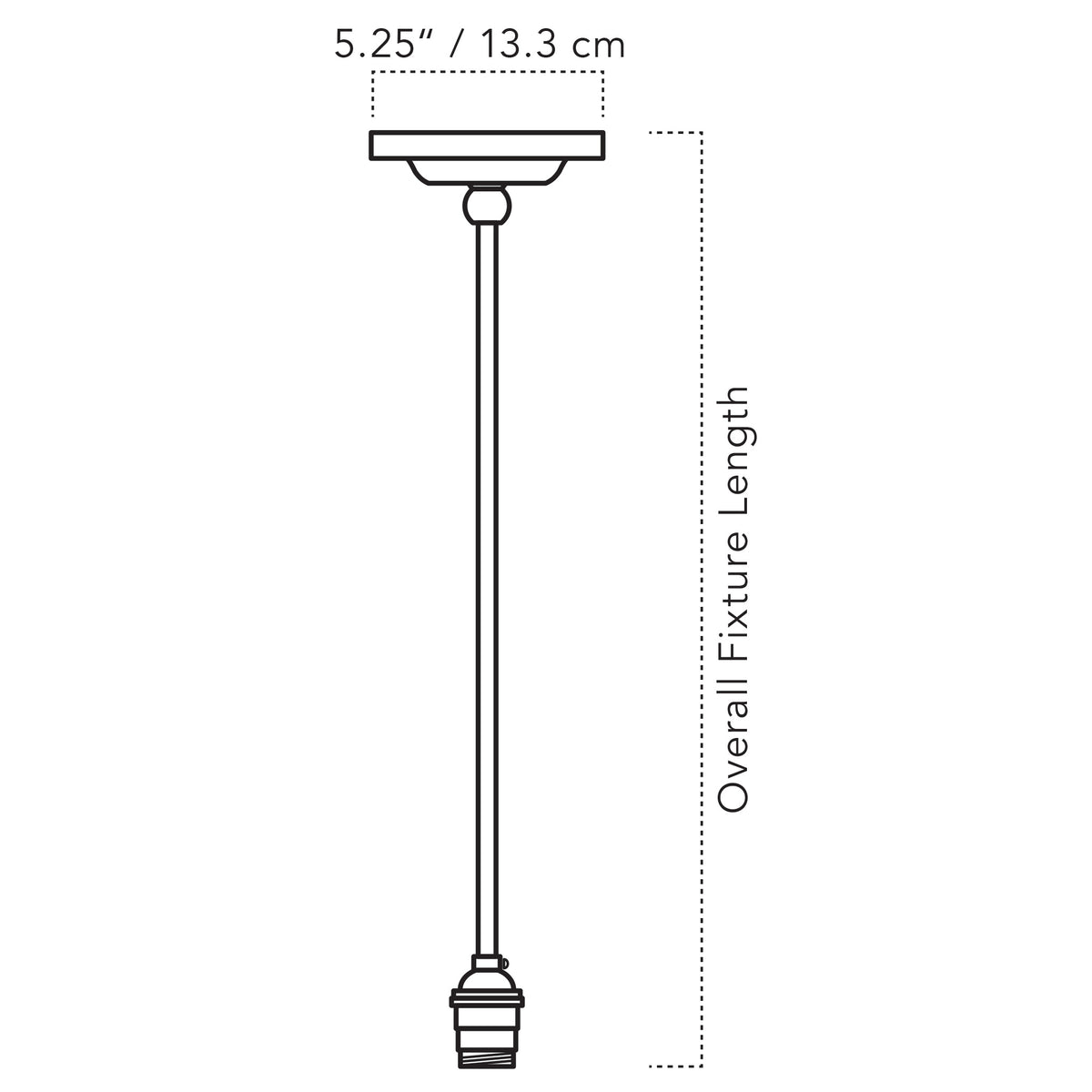 Cedar & Moss Grace Pendant with no glass shade drawing and dimensions