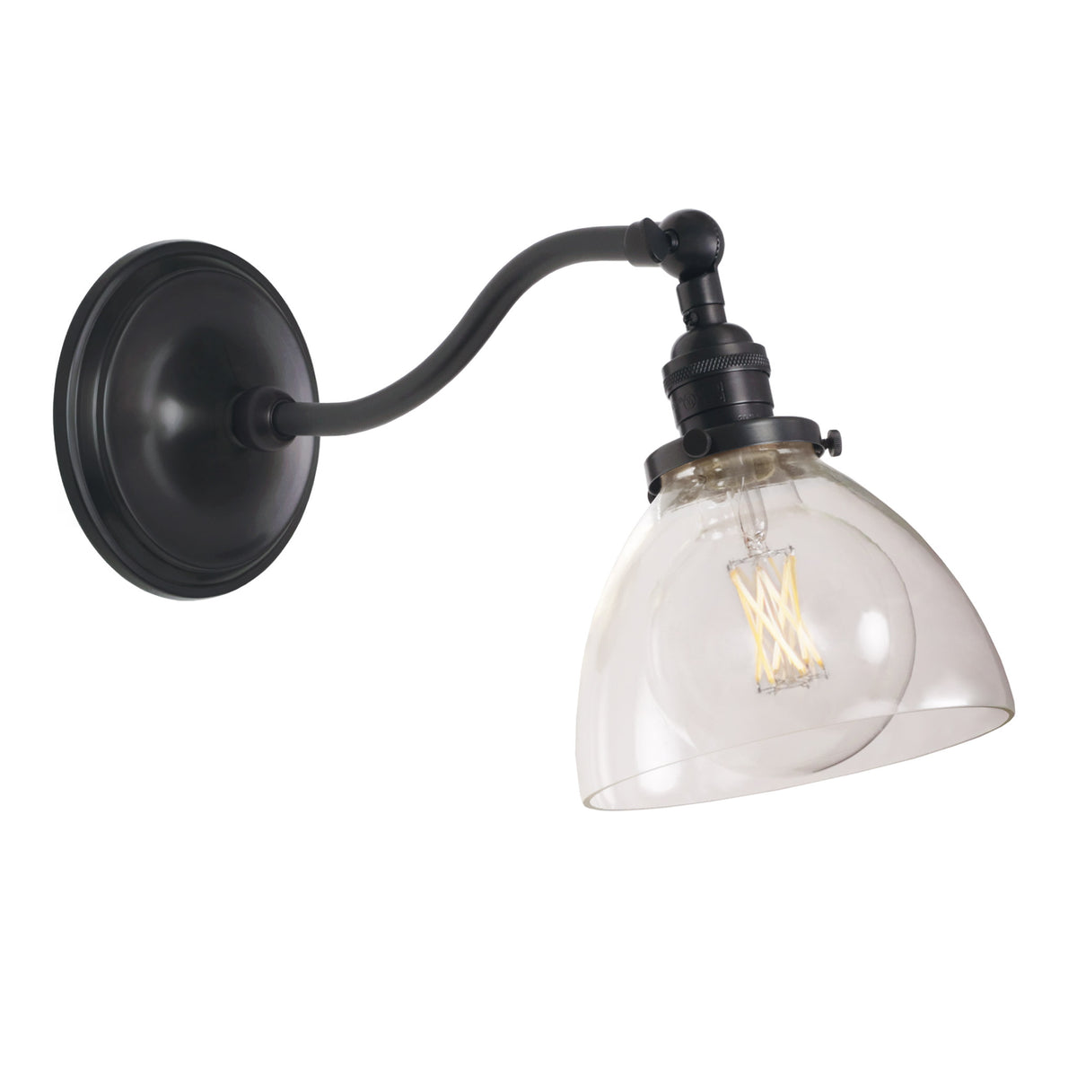 Grace Sconce shown in Graphite Patina with a Clear Glass shade