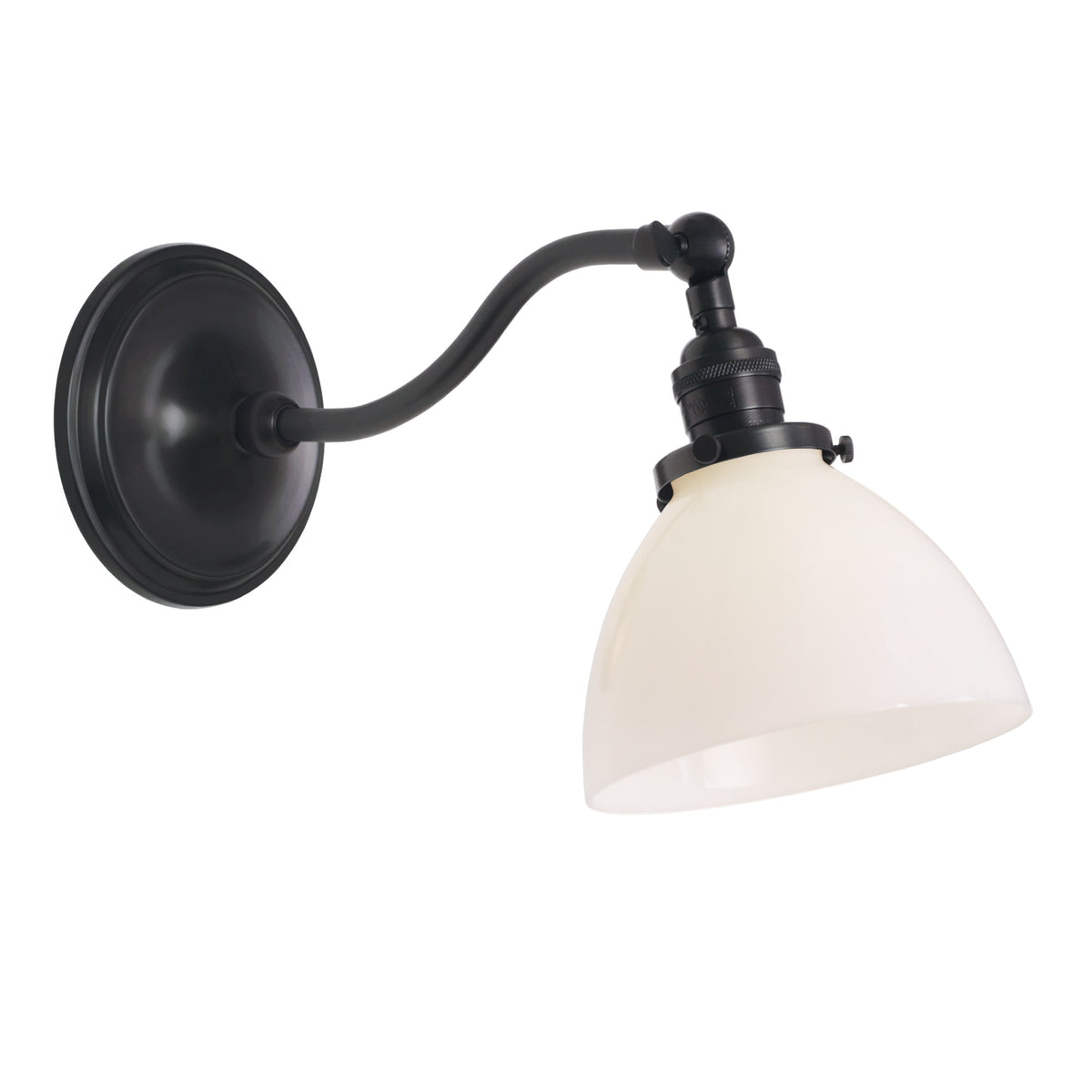 Grace Sconce shown in Graphite Patina with an Opal Glass shade