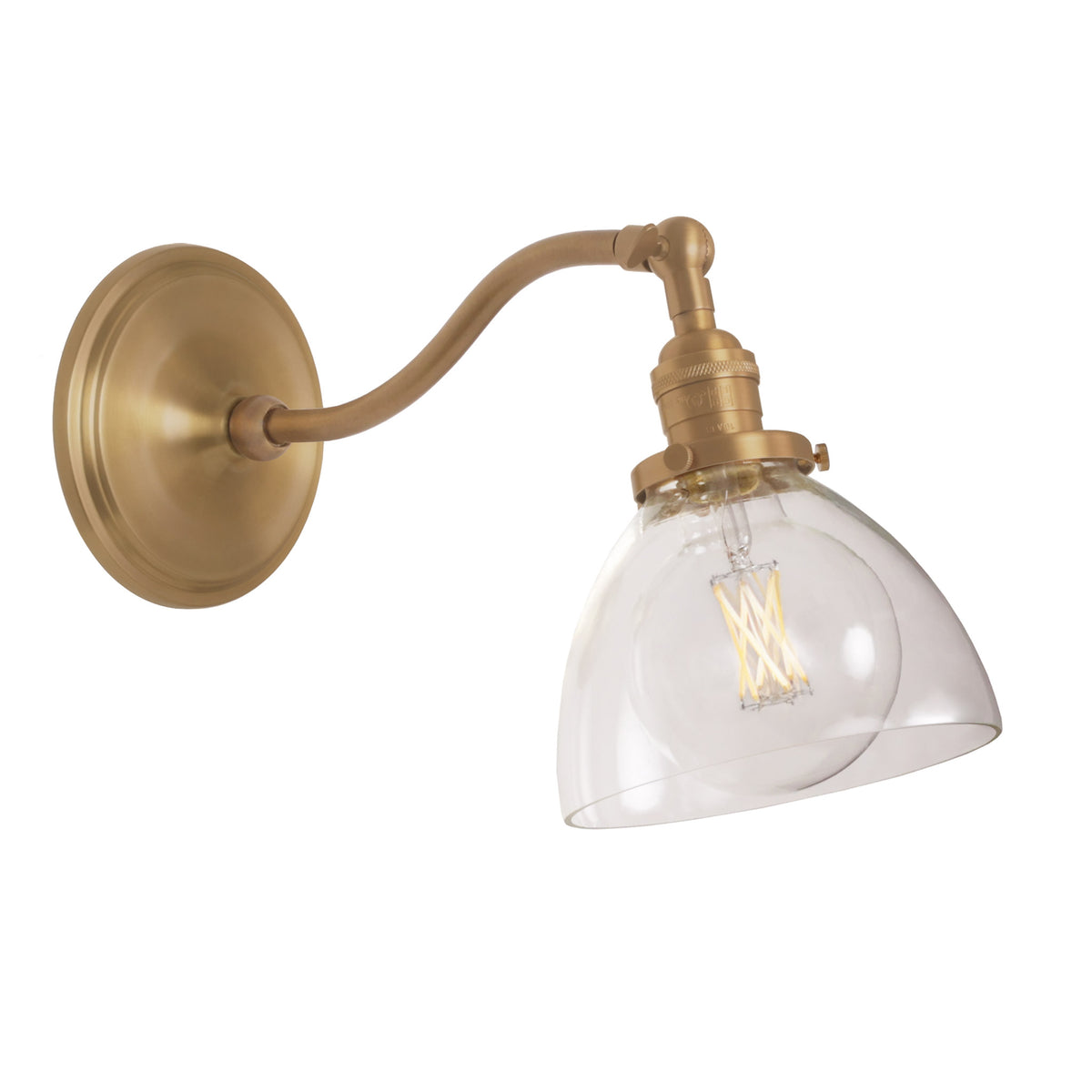 Grace Sconce shown in Heirloom Brass with a Clear Glass shade