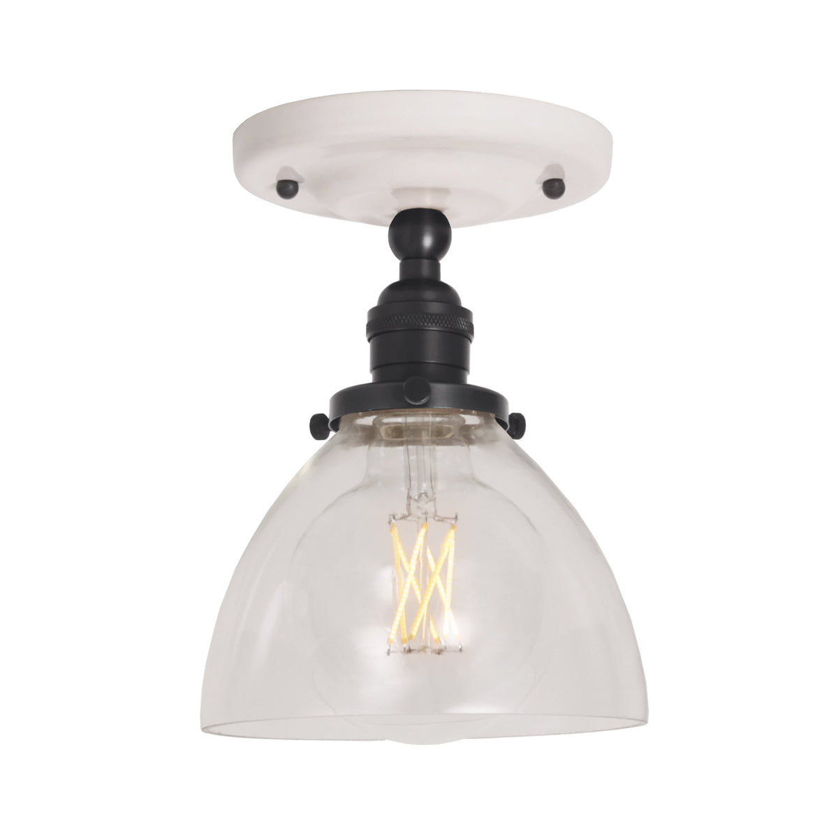Grace Surface shown in Graphite Patina with a Gloss White Ceramic canopy and Clear Glass shade
