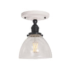 Grace Surface shown in Graphite Patina with a Gloss White Ceramic canopy and Clear Glass shade