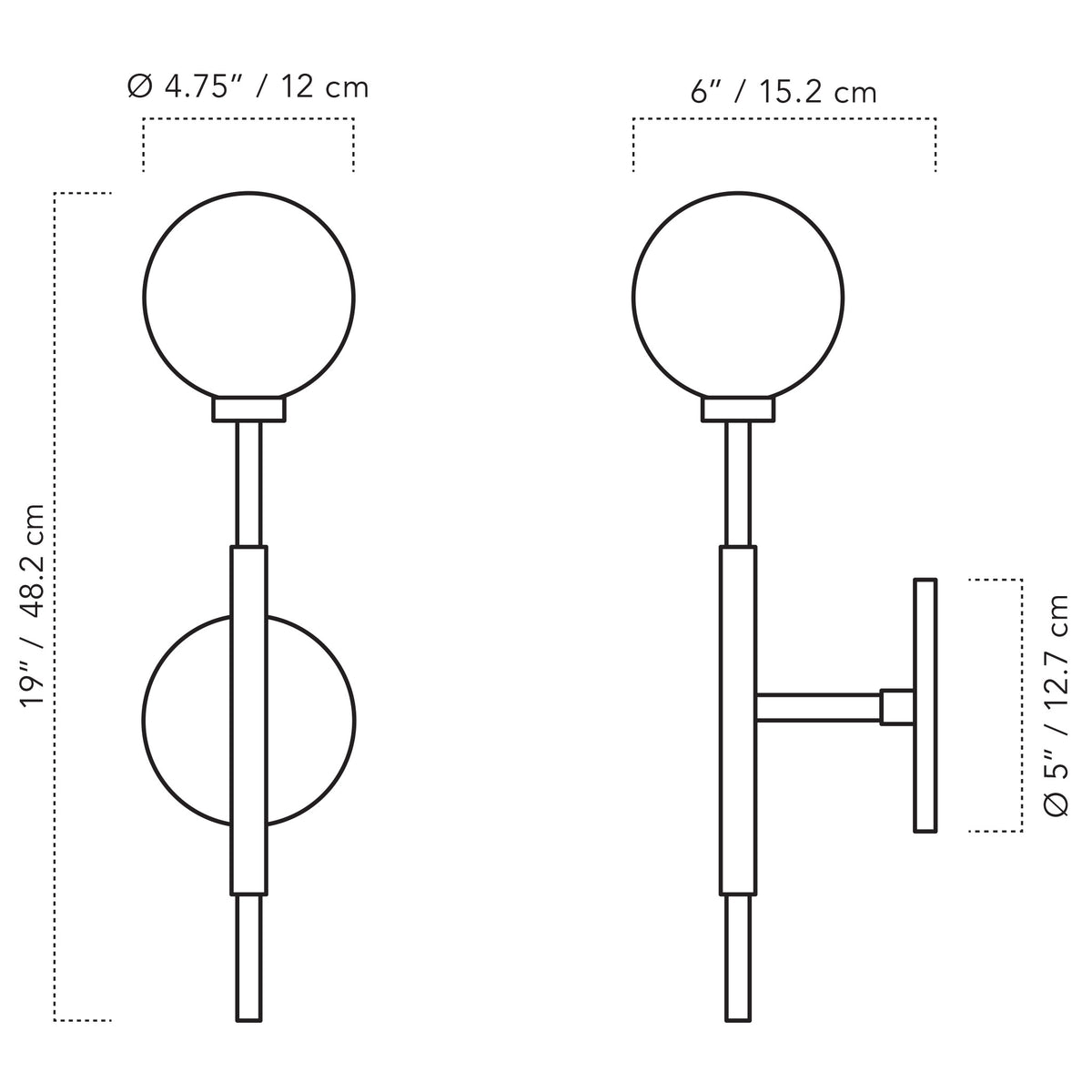 A Technical Drawing Of The Heron Single Wall Sconce