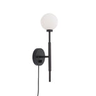 Heron Single shown in Matte Black with a Backplate Dimmer Switch and Black Cord