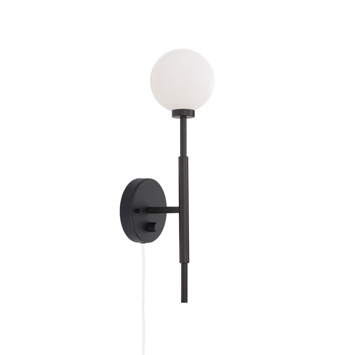 Heron Single shown in Matte Black with a Backplate Dimmer Switch and White Cord