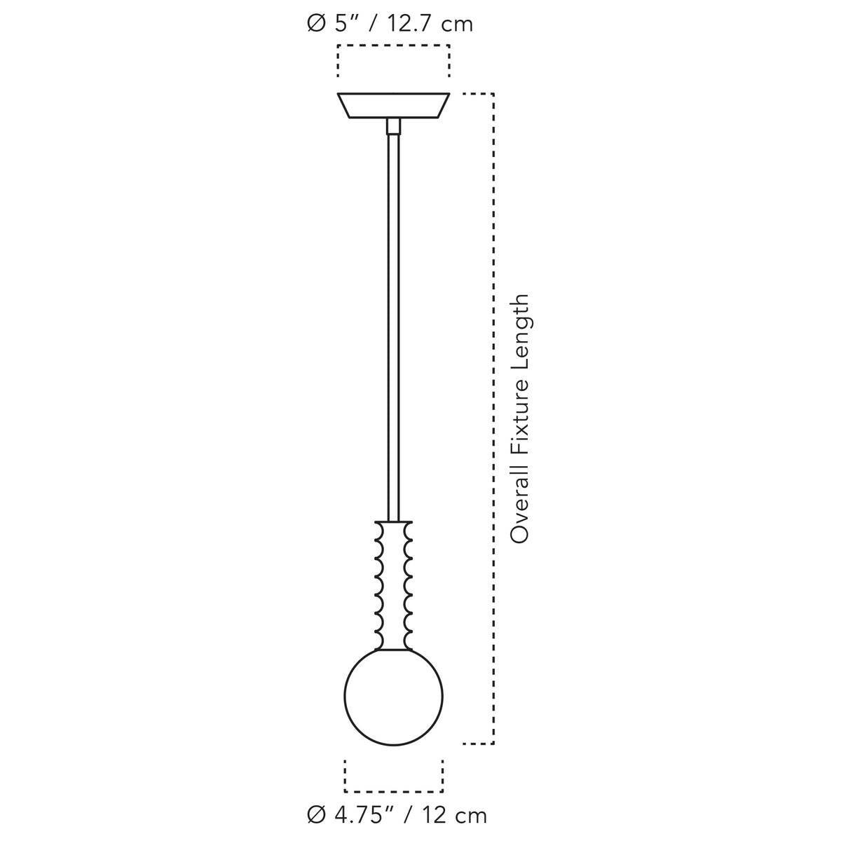 Cedar & Moss Joslyn Pendant drawing with dimensions