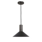 June Cord Pendant shown in Matte Black with Graphite Patina and a Black cloth cord