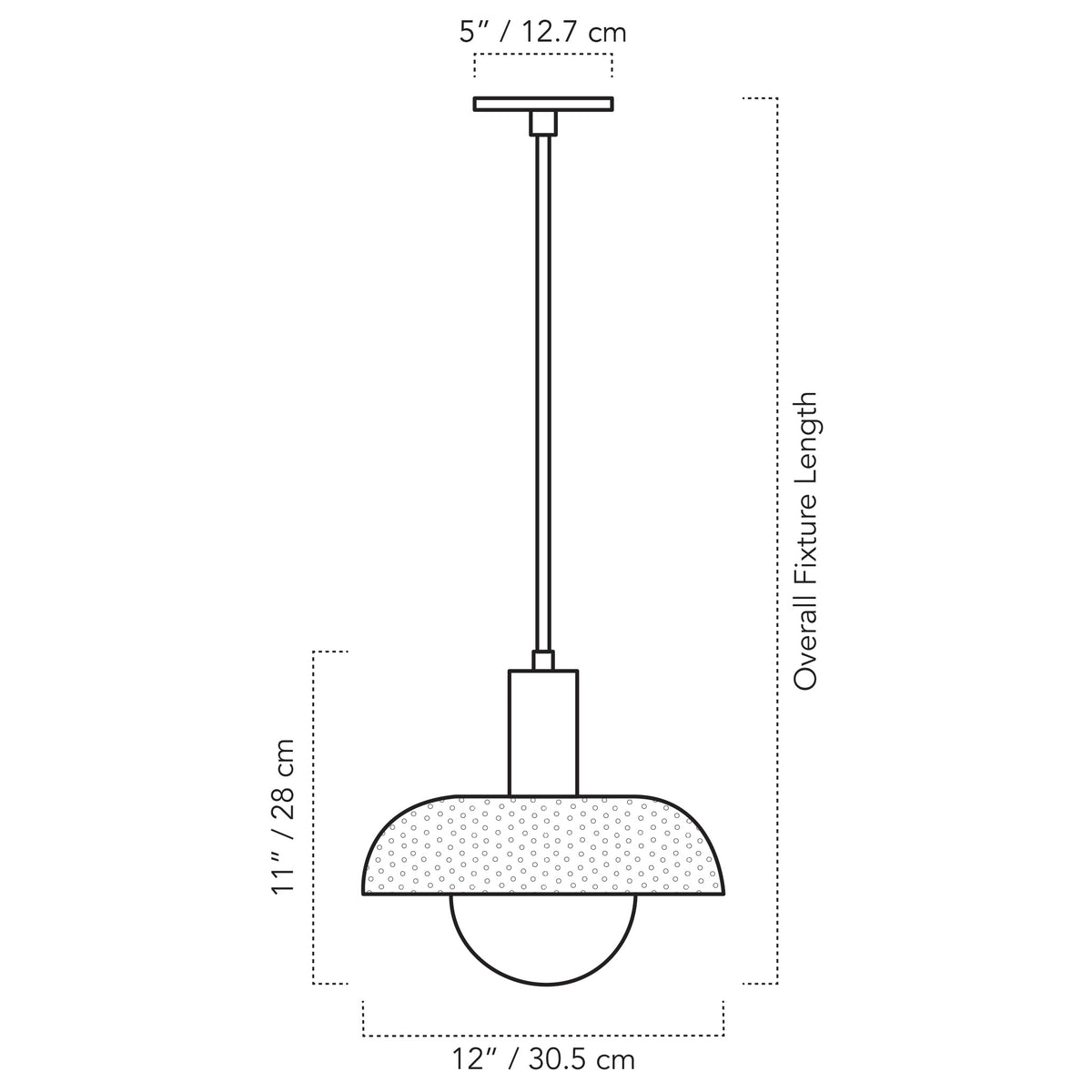 Cedar & Moss Lexi Large Pendant drawing with dimensions