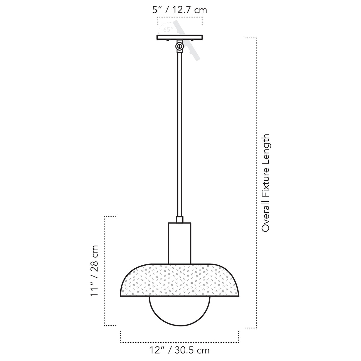Cedar & Moss Lexi Large Pendant for Vaulted Ceilings drawing with dimensions