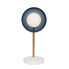 Lexi Lamp shown with a perforated Ocean Blue shade