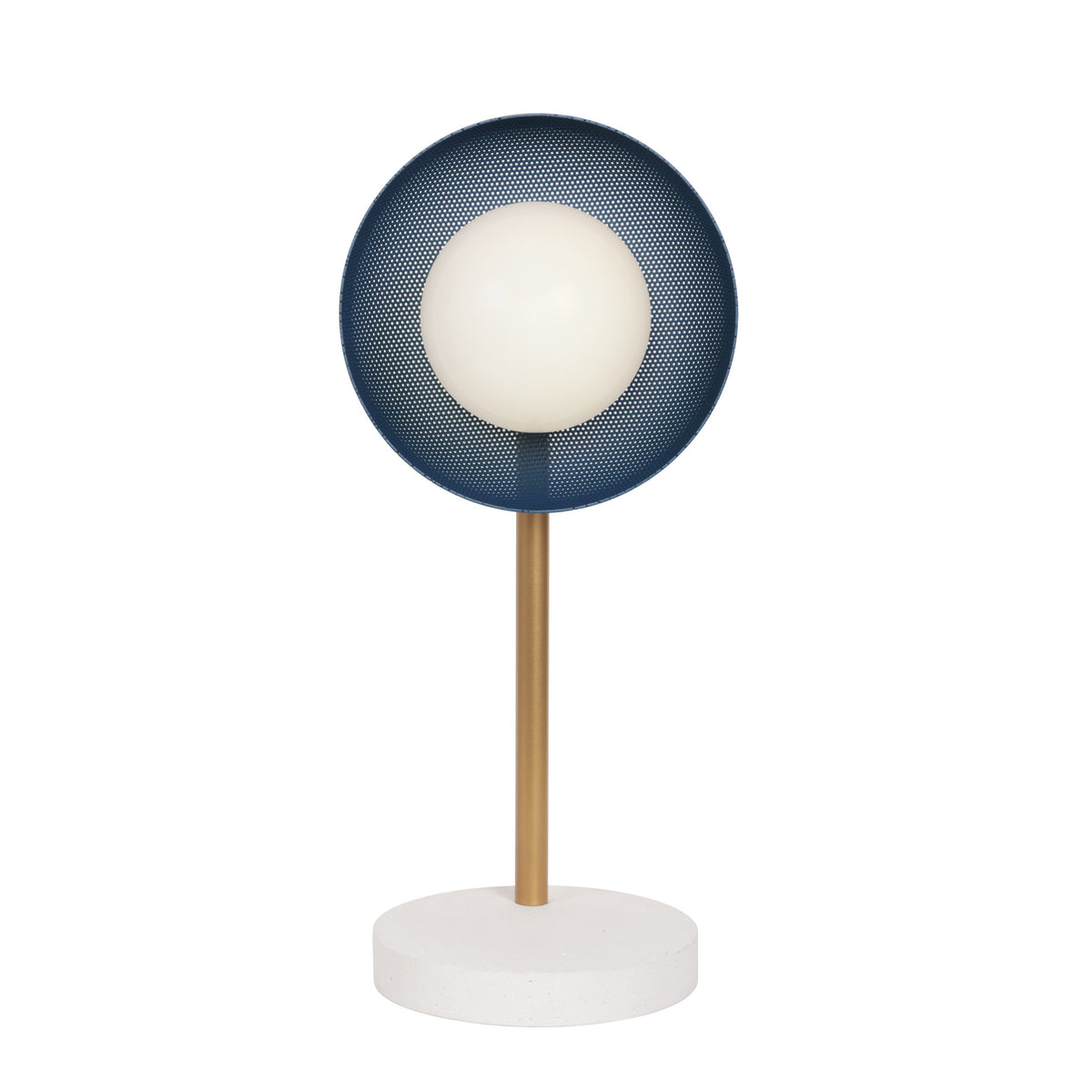 Lexi Lamp shown with a perforated Ocean Blue shade