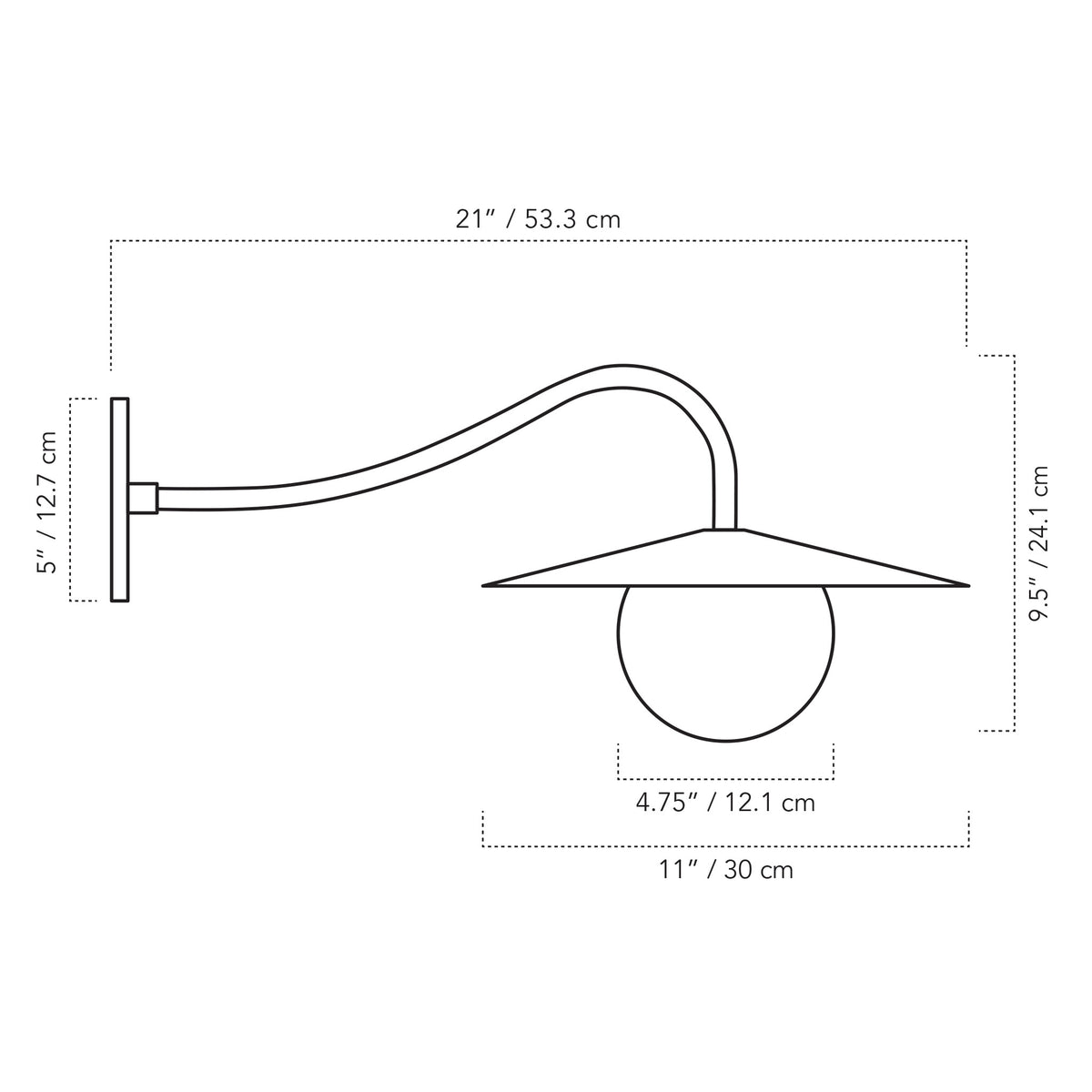 Cedar & Moss Marie Sconce drawing with dimensions