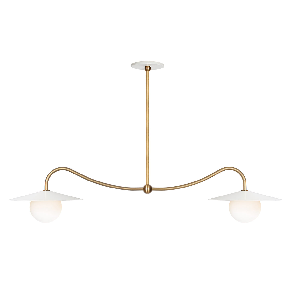 Marie Double Pendant shown in White with Heirloom Brass