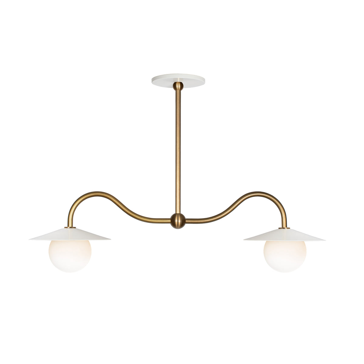 Marie Petite Double Pendant shown in White with Heirloom Brass