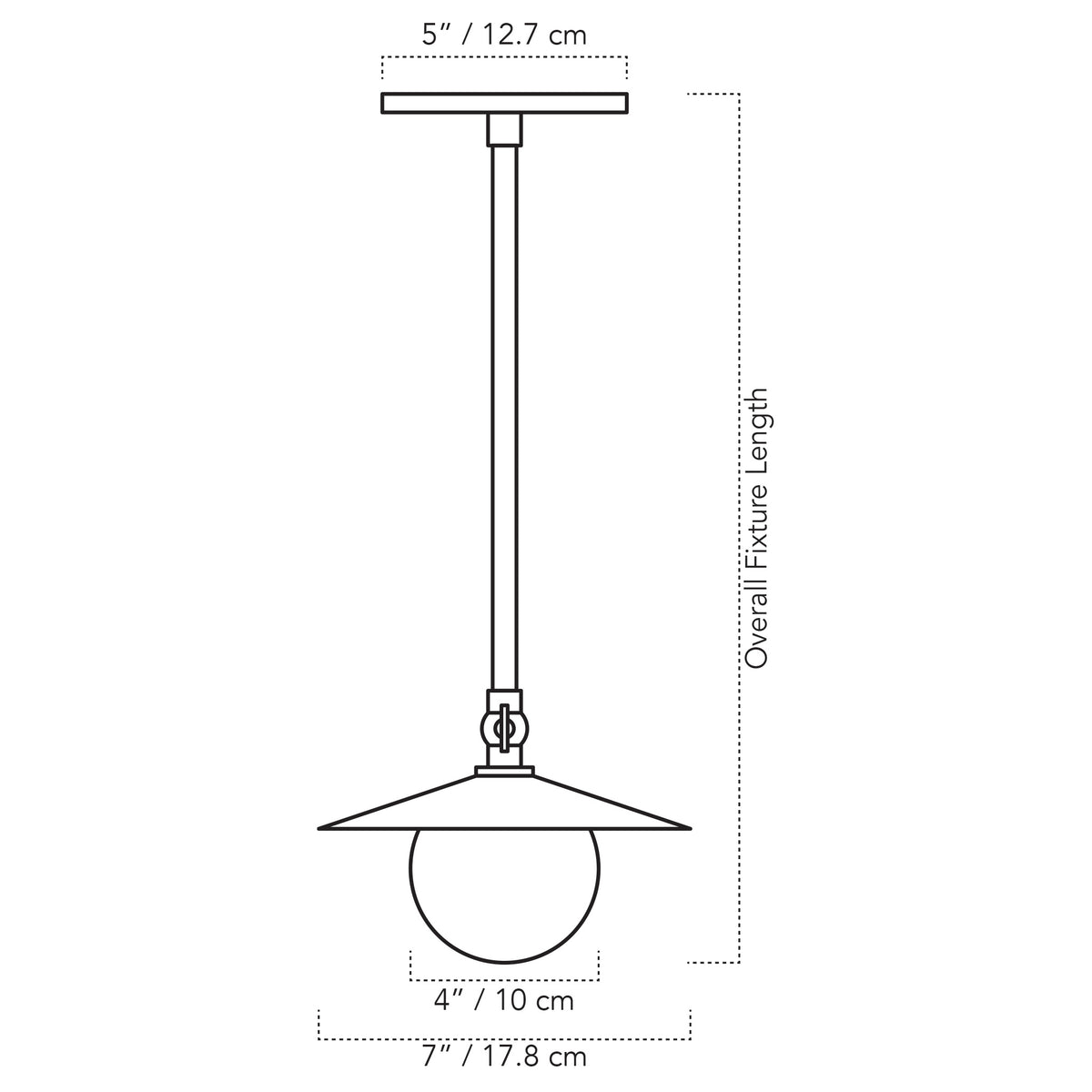 Cedar & Moss Marie Petite Pendant drawing with dimensions