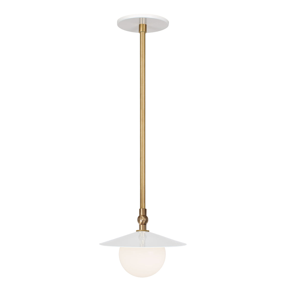 Marie Petite Pendant shown in White with Heirloom Brass