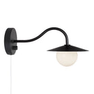 Marie Petite Sconce shown in Matte Black with a Backplate Dimmer Switch and White Cord