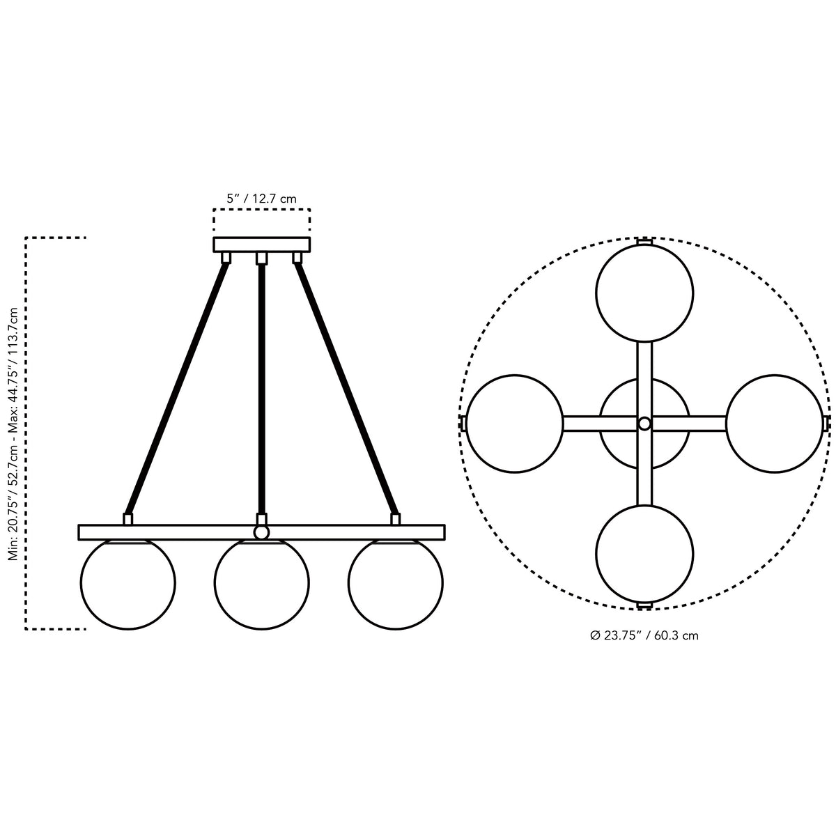 Cedar & Moss Marion chandelier dimensions