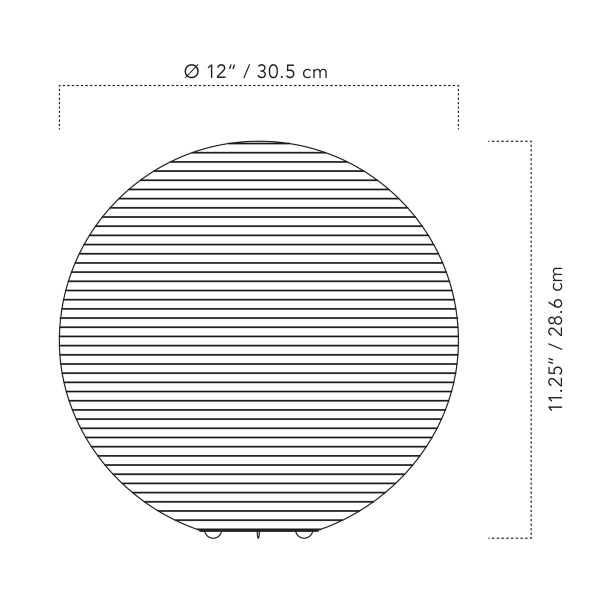 Maru Moon Lamp drawing with dimensions