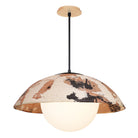 Maru Pendant with a Kakishibu Shade shown in Matte Black with Maple Wood canopy